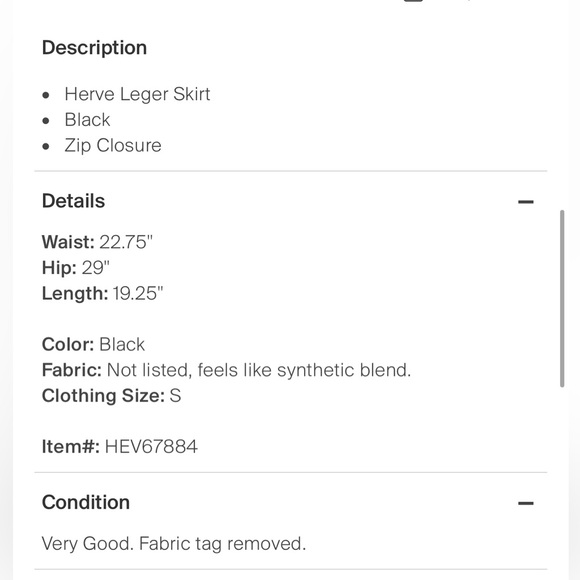 Herve Leger black mini skirt with v in front - Picture 9 of 9